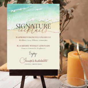 Strand Roos Script Bachelorette Cocktails Sign Poster