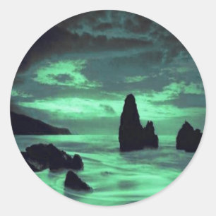 Strand, rotsen ronde sticker