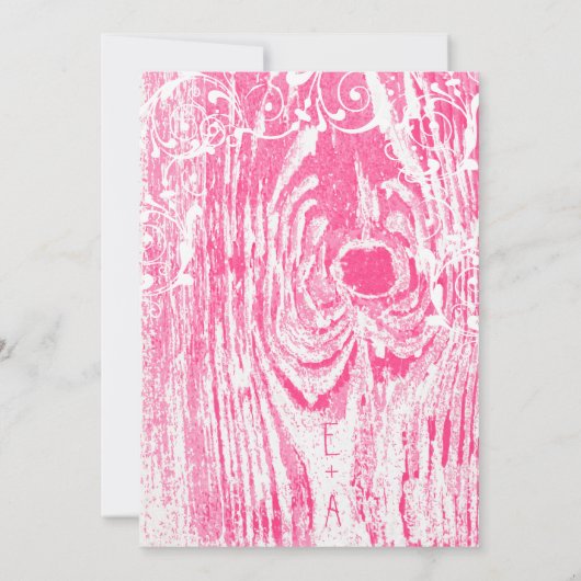 Strand Roze Oud Driftwood Swirl Bruiloft Kaart (Achterkant)