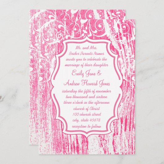 Strand Roze Oud Driftwood Swirl Bruiloft Kaart (Voorkant / Achterkant)