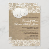 Strand Rustieke Warme Burlap Kant Bruiloft Uitnodi Kaart (Voorkant / Achterkant)