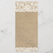 Strand Rustieke Warme Burlap Lace Menu Kaart (Achterkant)
