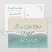 Strand Sandy Shore Zeesterren Save the Date Briefk Briefkaart (Voorkant / Achterkant)