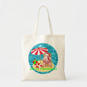 strand santa claus tote bag