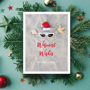 Strand Santa Hat Kerstmis in juli Feestdagenkaart