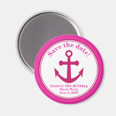 Strand Save the Date Magnet Roze Anker Verjaardag Magneet (Voorkant / Achterkant)