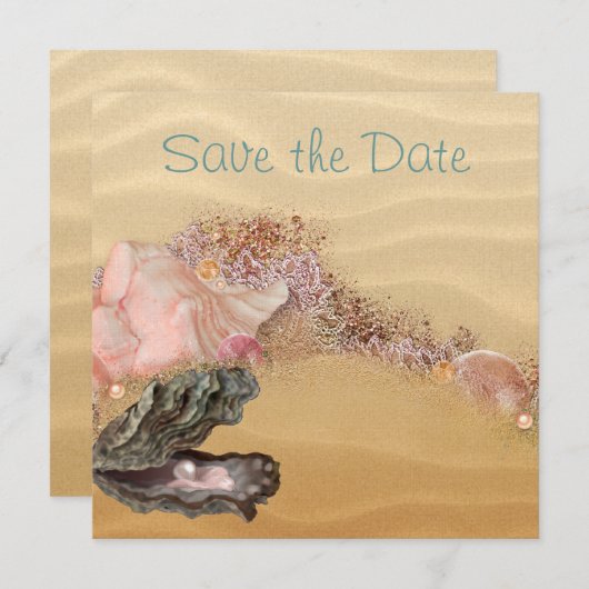 Strand Save the Date Wedding Sandy Shore (Voorkant / Achterkant)
