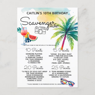 Strand scavenger hunt aankondigingskaart
