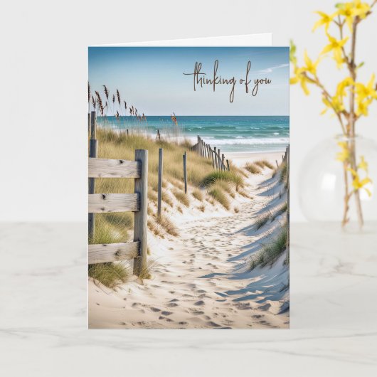 Strand scène denken aan je kaart (Gele Bloem)