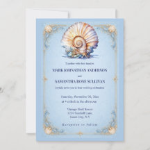 Strand schelp blauw ivoor trouw elegant maritiem