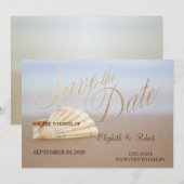 Strand Schelp, Hartjes  Bewaar de Datum Save The Date (Voorkant / Achterkant)