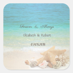 Strand Schelpen Bruiloft Vierkante Sticker
