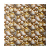 Strand schelpen gouden parel schelp glans schelpen tegeltje (Voorkant)