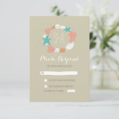 strand schelpen krans bruiloft RSVP kaarten Kaartje (Staand voorkant)