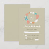 strand schelpen krans bruiloft RSVP kaarten Kaartje (Voorkant / Achterkant)