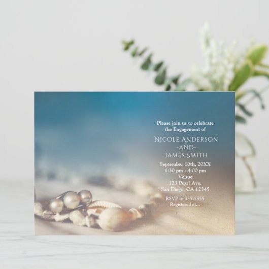 Strand Schelpen & Parel Sieraden Elegante Bruids S Kaart (Staand voorkant)