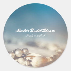 Strand Schelpen & Parel Sieraden Elegante Bruidsdo Ronde Sticker