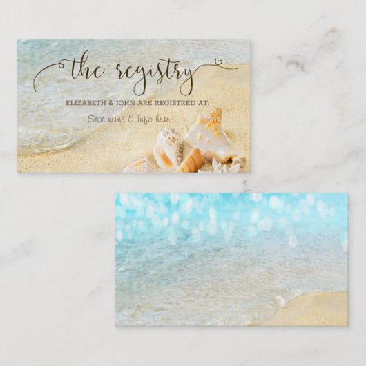 Strand Schelpen Zand Huwelijkslijst Informatiekaartje (Voorkant / Achterkant)
