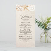 Strand Schelpen Zand Zeekant Trouwreceptie Menu (Staand voorkant)