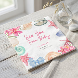 Strand Schelpen Zeer binnenkort Baby Shower Servet