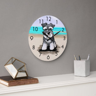Strand Schnauzer wandklok Grote Klok