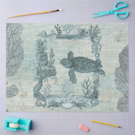 strand Schroop Blauw hout Ontvlechting Tissuepapier (Craft)