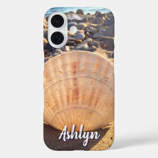 Strand Seashell Foto Aangepaste naam Script Modern Case-Mate iPhone Case (Achterkant)
