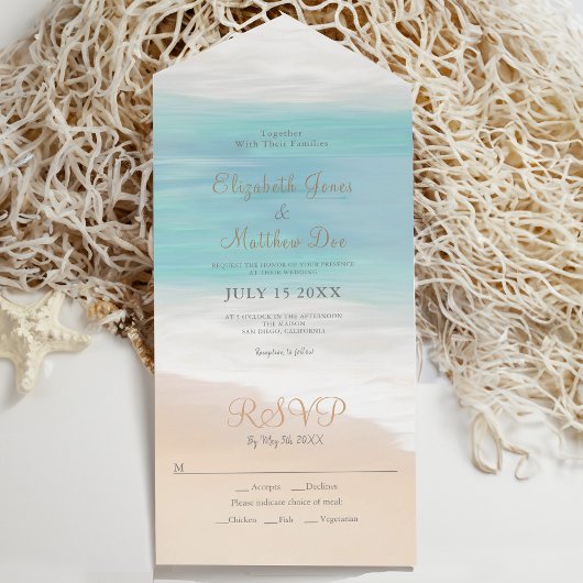 Strand Seaside / Oceanside Beach bruiloft All In One Uitnodiging