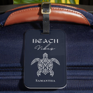 Strand Sfeer Zee Schildpad Persoonlijke Navy Bagagelabel