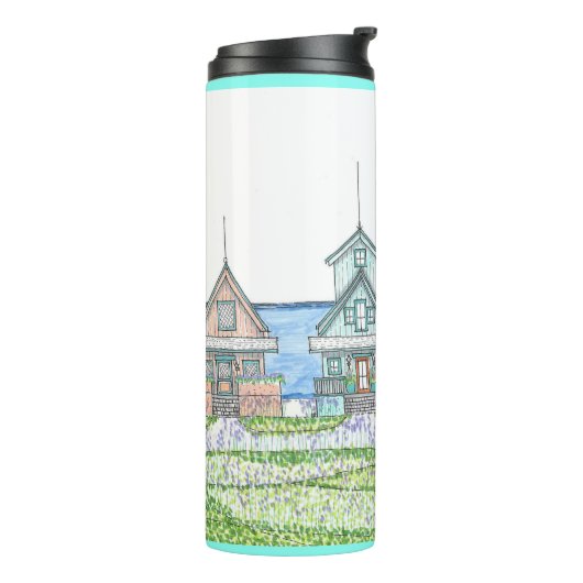 Strand Shack Life 1; Thermische Tumbler; Cyaan Thermosbeker (Gedraaid links)