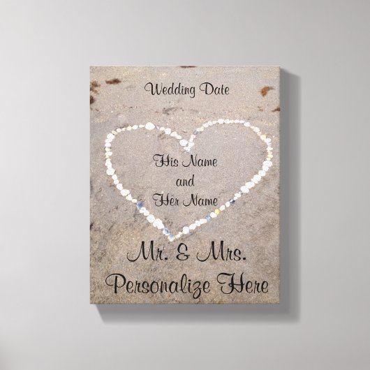 Strand Shell Hart Gepersonaliseerd Canvas Afdruk (Voorkant)