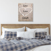 Strand Shell Hart. Live Love Laugh Canvas Afdruk (Insitu (Slaapkamer))