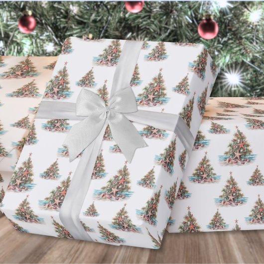 Strand Shell Kerstboom Patroon Cadeaupapier