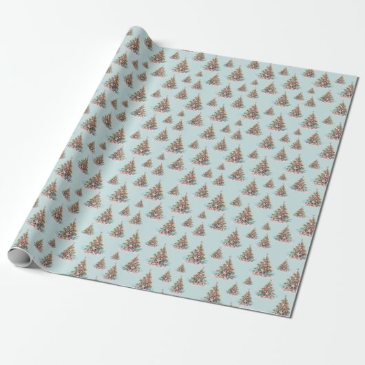 Strand Shell Kerstboom Patroon Cadeaupapier (Uitgerold)