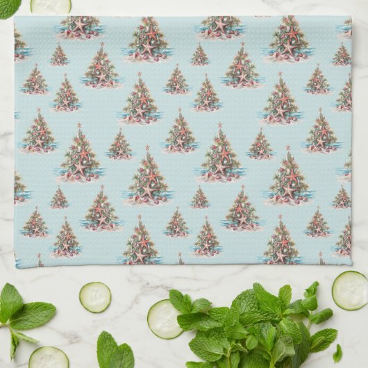 Strand Shell Kerstboom Patroon Theedoek (Gevouwen)