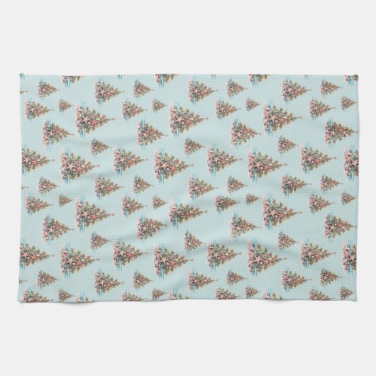 Strand Shell Kerstboom Patroon Theedoek (Horizontaal)