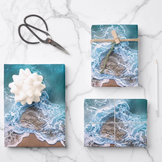 Strand Shoreline Waves Decoupage Inpakpapier Vel (Voorkant)