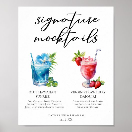 Strand Signature Mocktails Zomer Menu Poster (Voorkant)