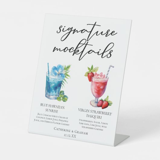 Strand Signature Mocktails Zomer Menu Reclamebord Met Voetstuk (Voorkant)