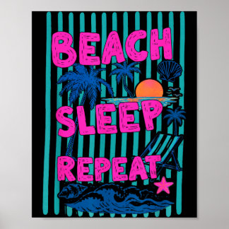 Strand slaap herhaal oceaan vakantie ontspannen  poster