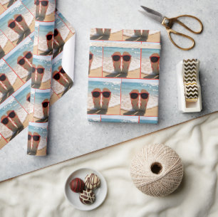 Strand slippers met rode zonnebril cadeaupapier
