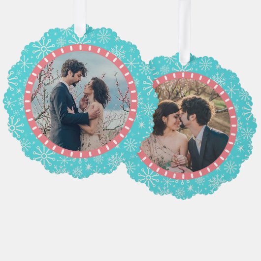 Strand Sneeuwvlokken nautische kust 2 aangepaste f Ornament Kaart (Voorkant / Achterkant)