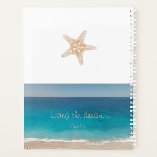 Strand Starfish Living The Dream Custom Name Planner (Achterkant)