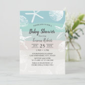 strand Starfish & Seashells Elegant Baby shower Kaart (Staand voorkant)