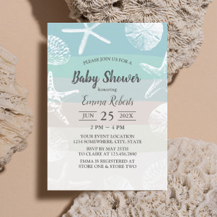 strand Starfish & Seashells Elegant Baby shower Kaart