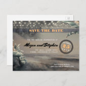 Strand String Lights Palms Ticket Bewaar de datum Aankondigingskaart (Voorkant / Achterkant)
