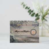 Strand String Lights Palms Ticket Bewaar de datum Aankondigingskaart (Staand voorkant)