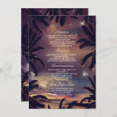 Strand Sunset Palm bladeren bruiloft details Informatiekaartje (Voorkant / Achterkant)