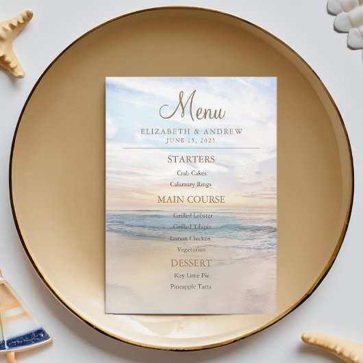 Strand Sunset Seaside / Oceanside bruiloft Menu