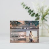 Strand Sunset String Lights Foto Opslaan van de da Aankondigingskaart (Staand voorkant)